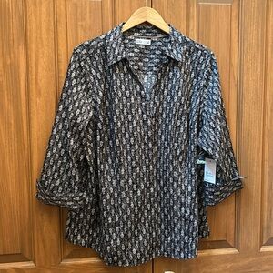 Croft & barrow black & white 3/4 sleeve blouse size 2X new